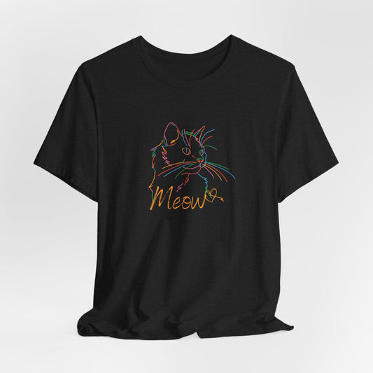 Meow. Cat with purrty color outlines. Unisex Jersey Short Sleeve Tee