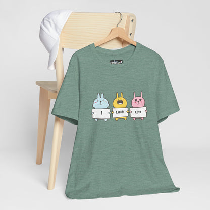 I Love Cats. Women's Unisex Jersey Short Sleeve Tee