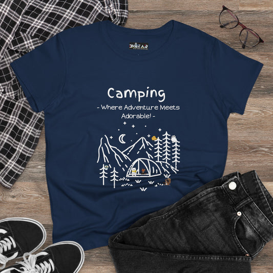 Camping. Where Adventure Meets Adorable. Women's Midweight Cotton Tee