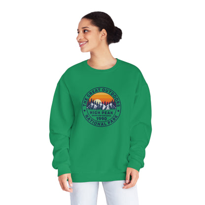 Never Stop Exploring. High Peak National Park. Unisex NuBlend® Crewneck Sweatshirt