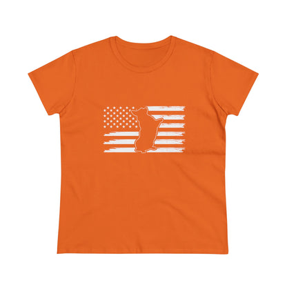 Charlie The American Flag Dog. Women's Midweight Cotton Tee