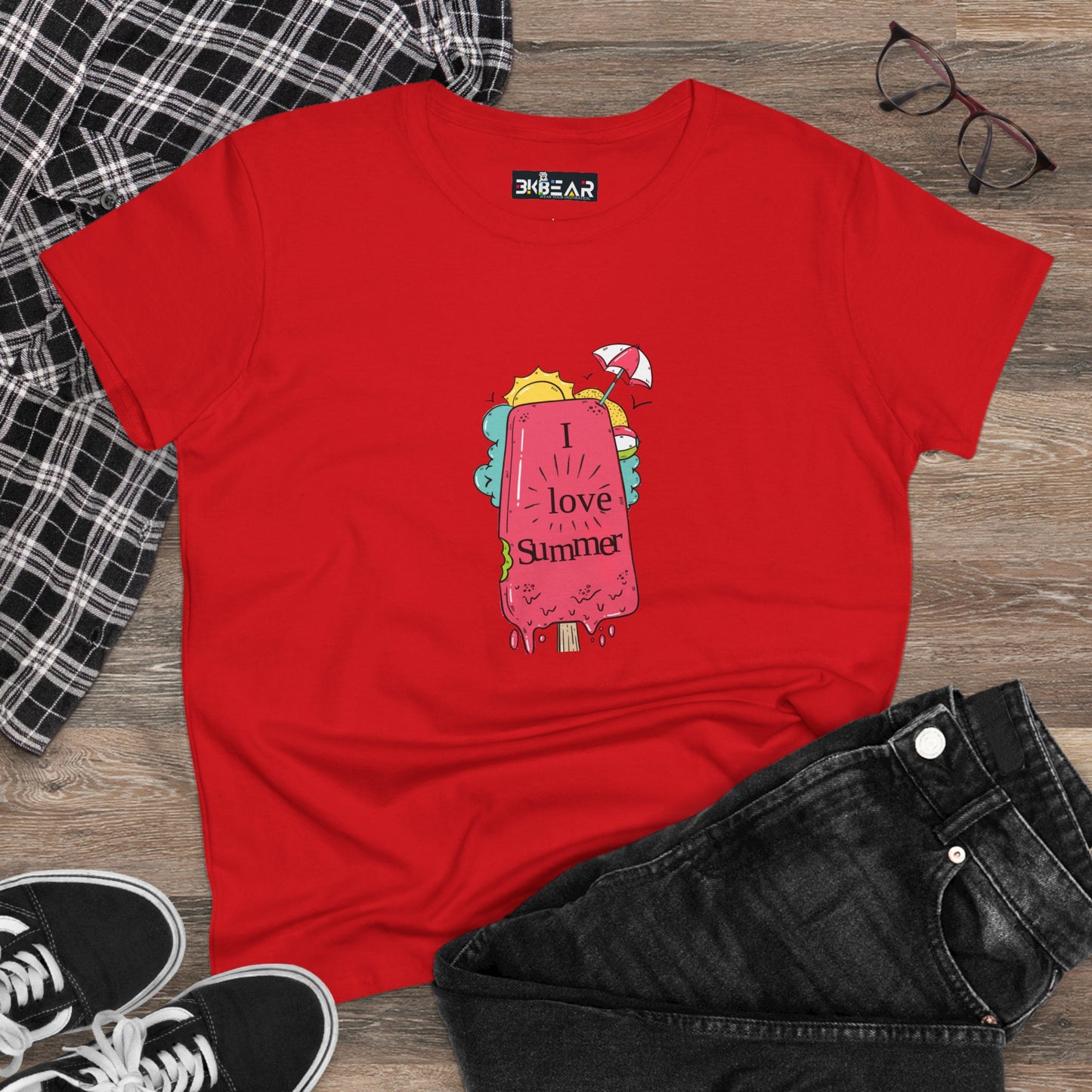 I Love Summer. Women's Midweight Cotton Tee