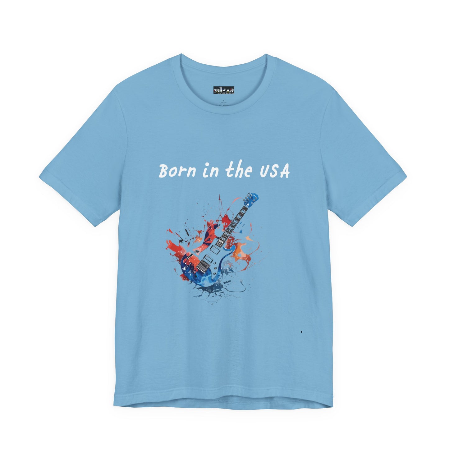 Born In The USA Guitar. Unisex Jersey Short Sleeve Tee
