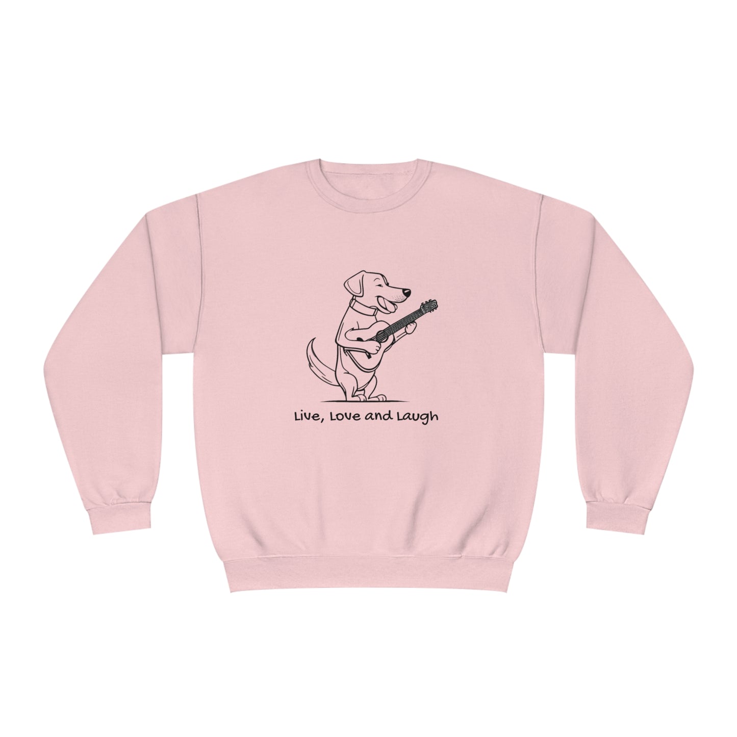 Dog With Guitar. Live, Love and Laugh. Unisex NuBlend® Crewneck Sweatshirt