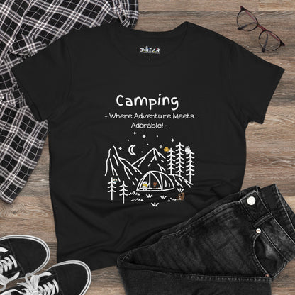 Camping. Where Adventure Meets Adorable. Women's Midweight Cotton Tee