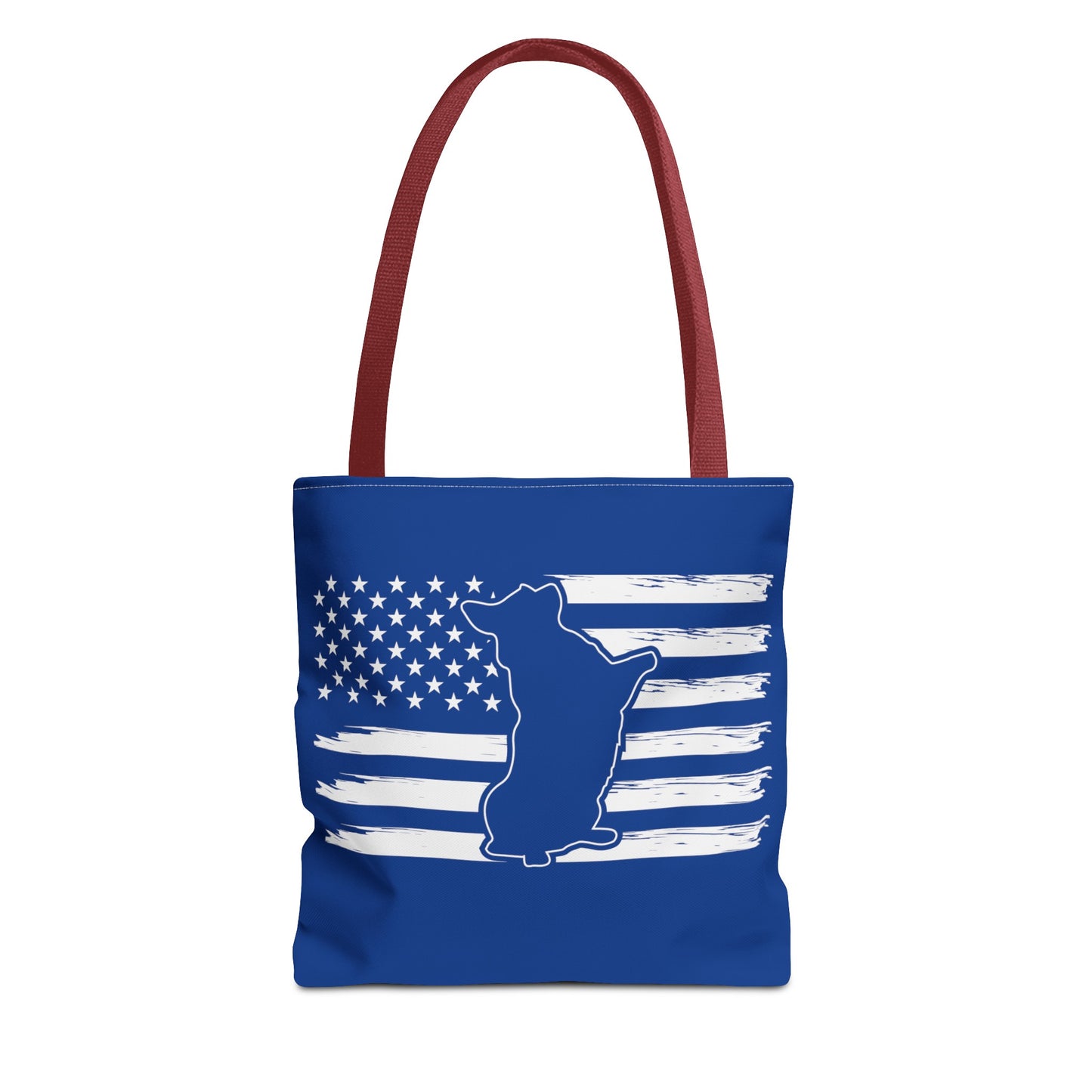 Charlie The American Flag Dog. Royal Blue Tote Bag