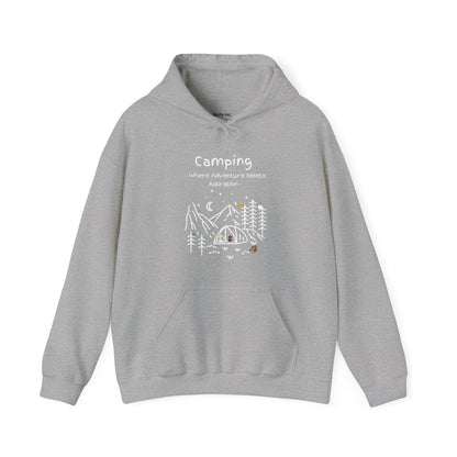 Camping. Where Adventure Meets Adorable. Unisex Hooded Sweatshirt.