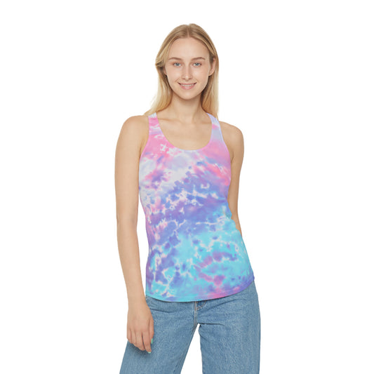 Cotton Candy. Tie Dye Racerback Tank Top