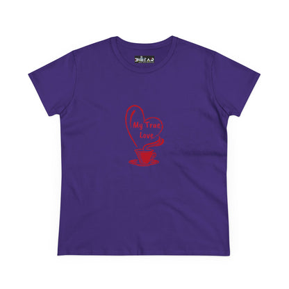 I Heart Coffee. Red. Women's Midweight Cotton Tee