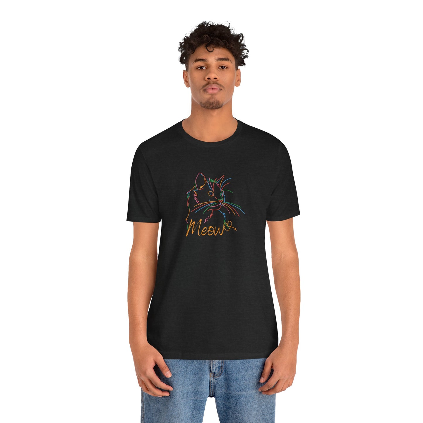 Meow. Cat with purrty color outlines. Unisex Jersey Short Sleeve Tee