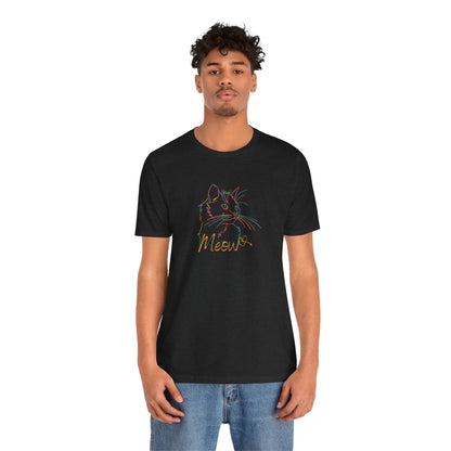 Meow. Cat with purrty color outlines. Unisex Jersey Short Sleeve Tee