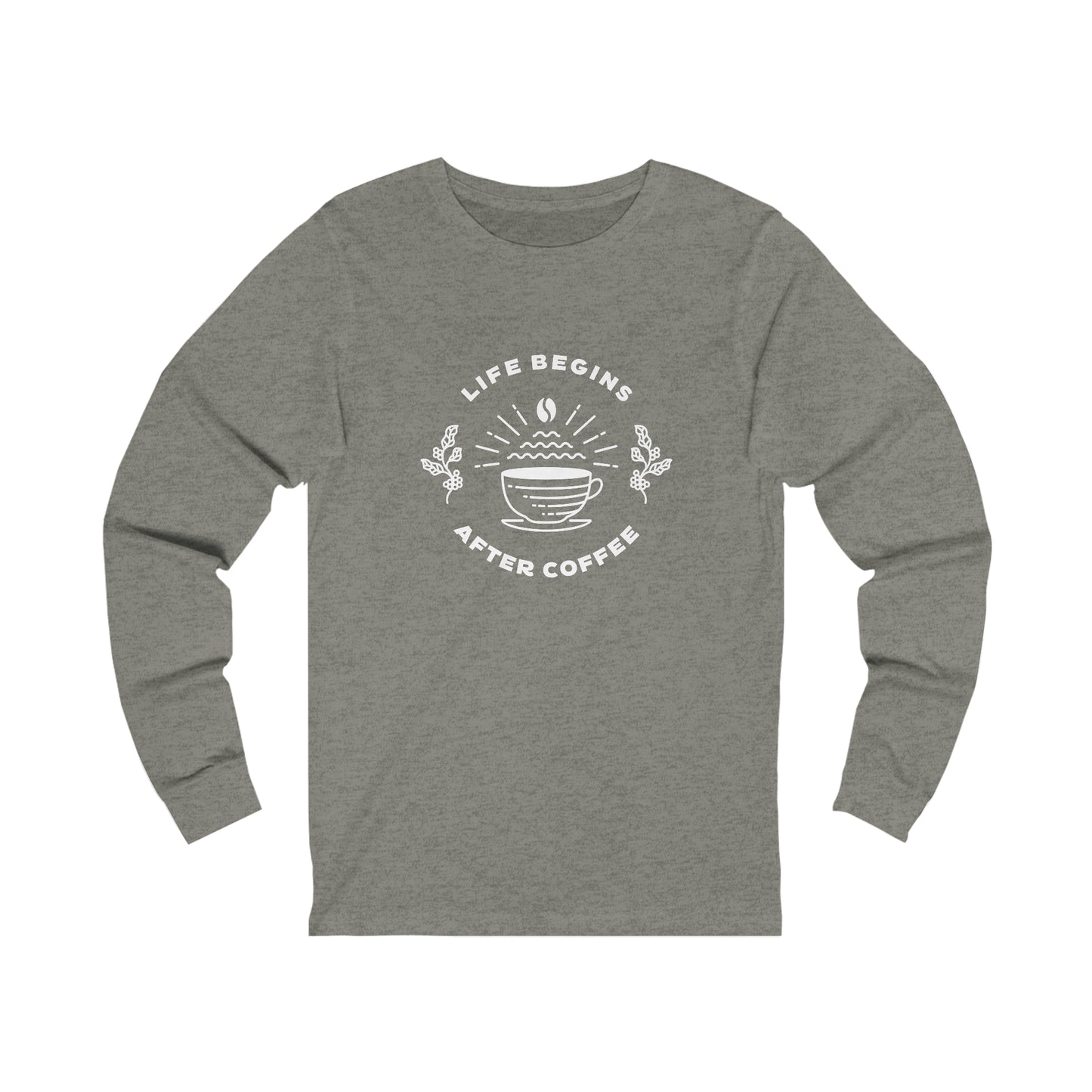 Life Begins After Coffee. Unisex Jersey Long Sleeve Tee