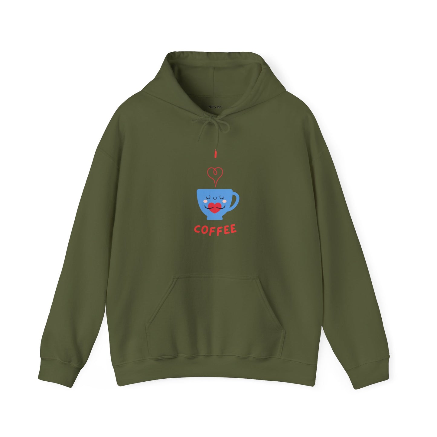 I Love Coffee Heart Cup. Unisex Hooded Sweatshirt.