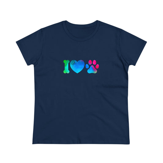 I Heart Paws. Women's Midweight Cotton Tee