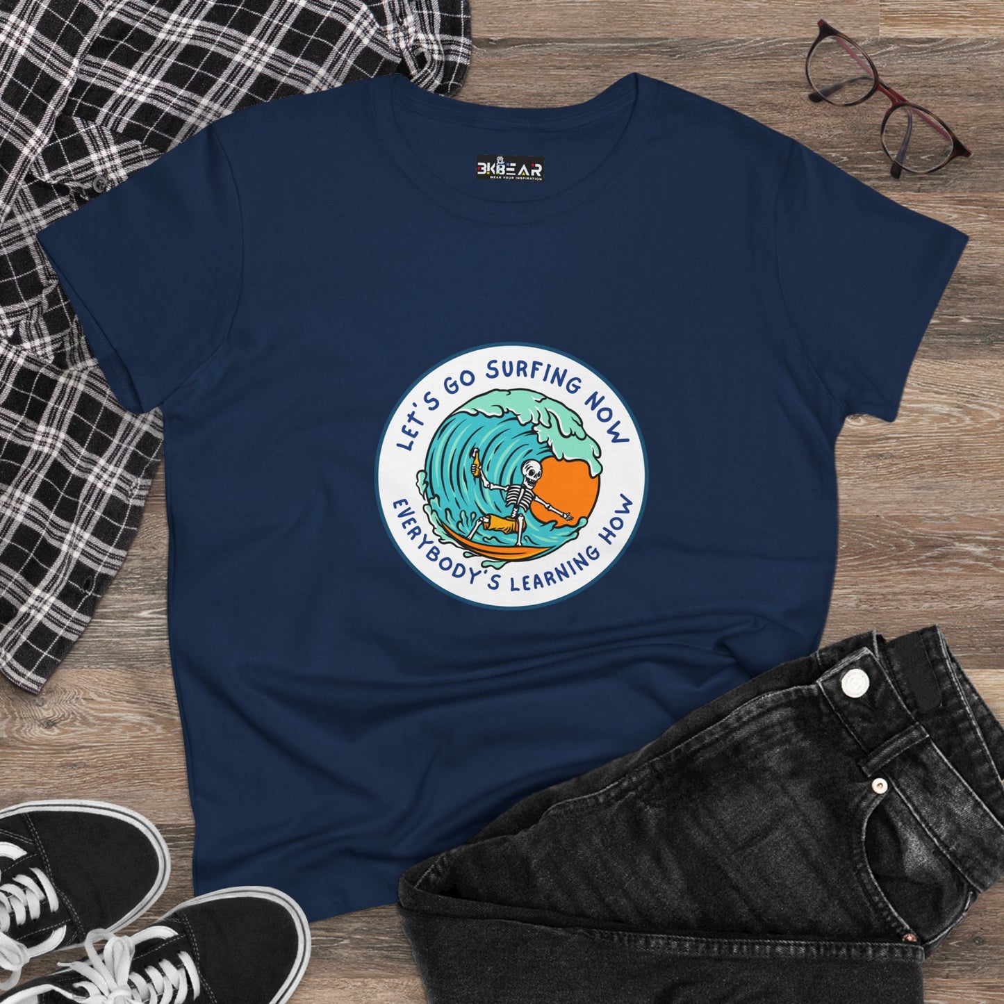 Let's Go Surfing Now. Everybody's Learning How. Women's Midweight Cotton Tee