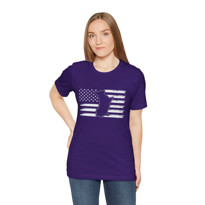 Charlie The American Flag Dog.  Unisex Jersey Short Sleeve Tee