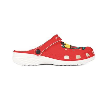 Red Summer Vibing Van Rubber Clogs For Men
