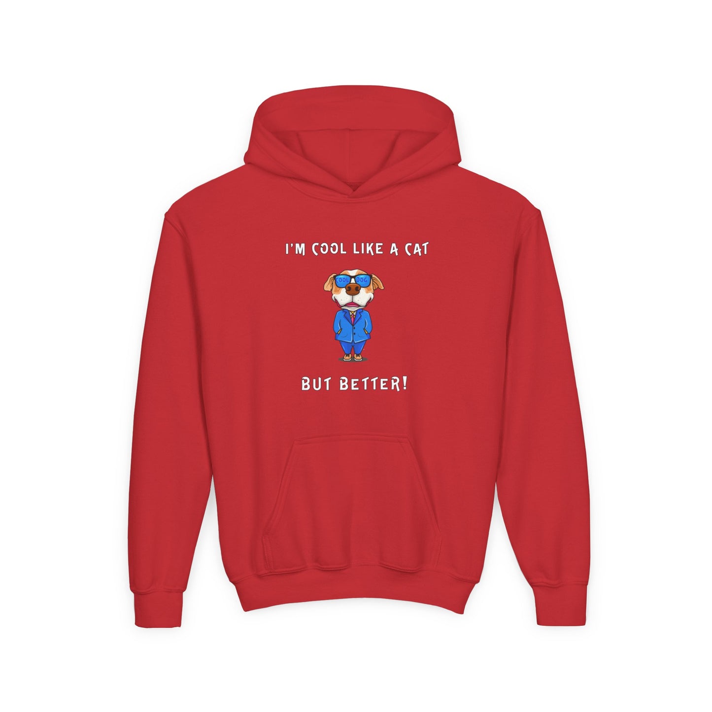 Cool Like A Cat Dog Youth Hoodie - Cool Dog with Glasses