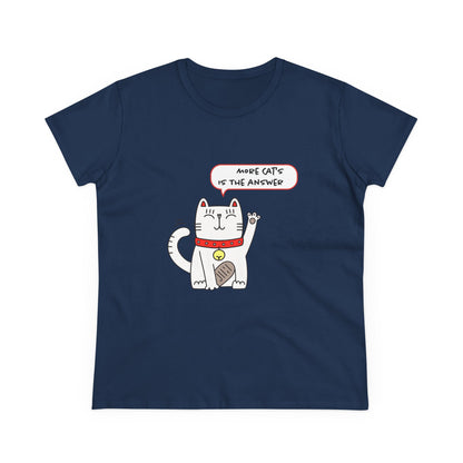 Oliver Says More Cats Is The Answer. Women's Midweight Cotton Tee