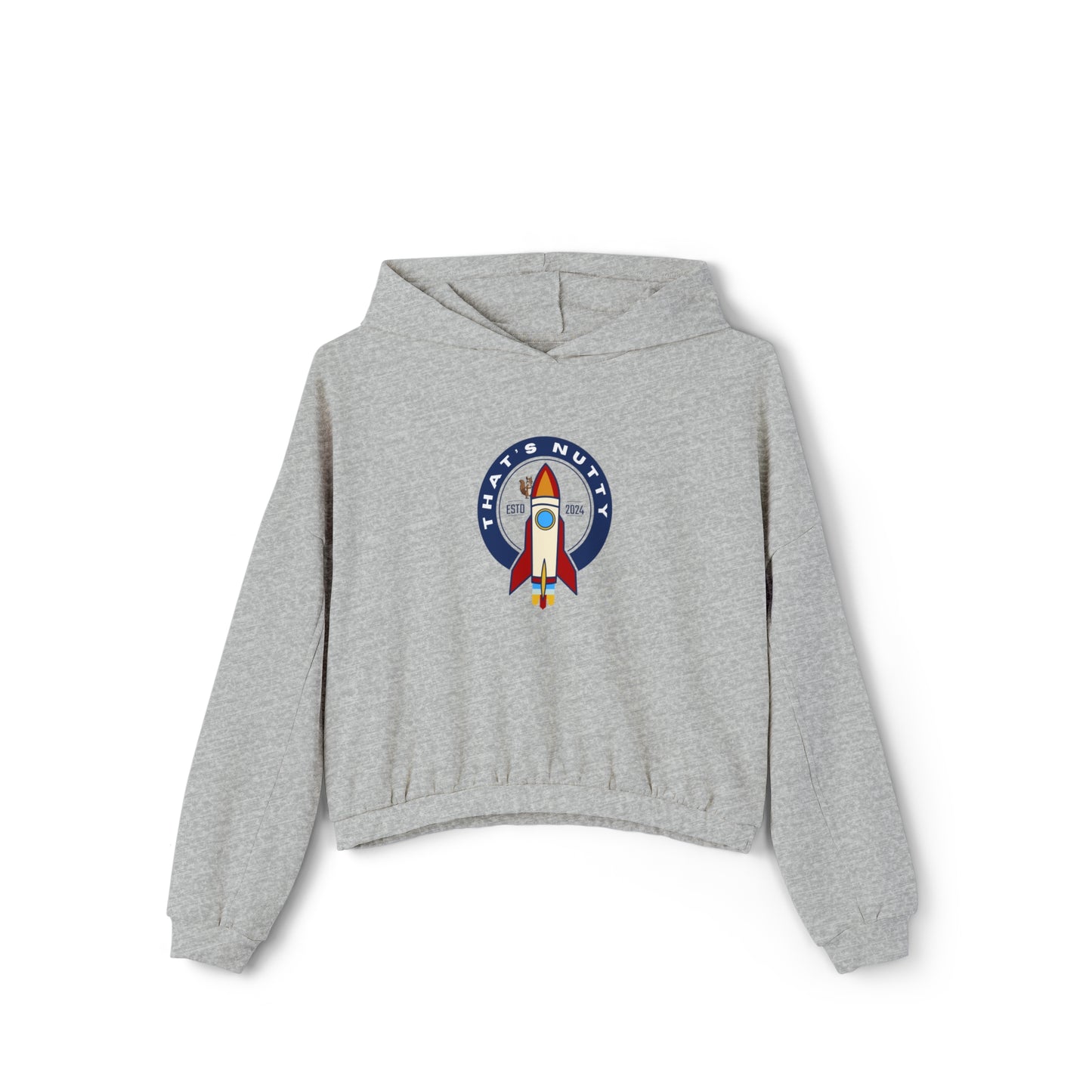 That's Nutty On A Rocket Ship. Women's Cinched Bottom Hoodie