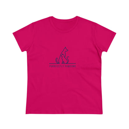 Purrfectly Pawsome Dog an Cat Silhouette. Women's Midweight Cotton Tee