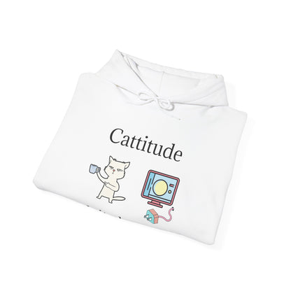 Cattitude, Is it plugged In, Unisex Hooded Sweatshirt.