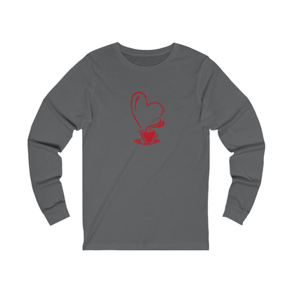 I Heart Coffee. Red. Unisex Jersey Long Sleeve Tee