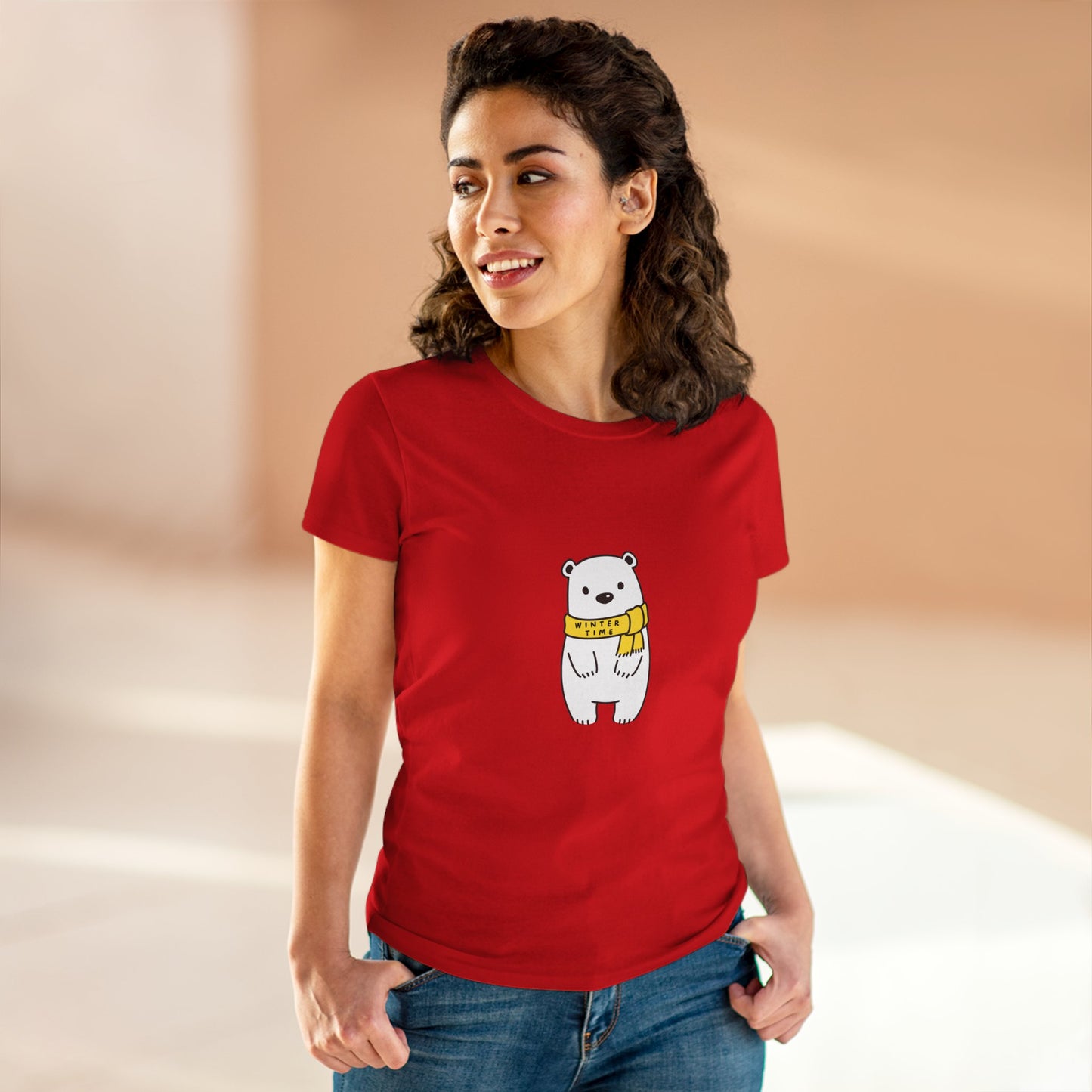 Winter Time BK Bear. .  Women's Midweight Cotton Tee