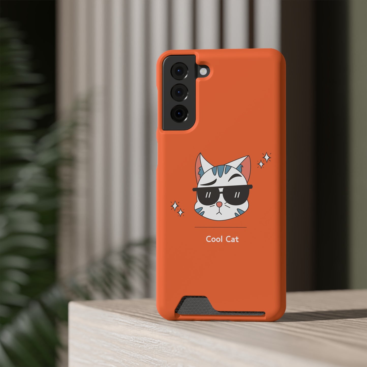 Cool Cat. Phone Case With Card Holder