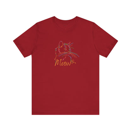 Meow. Cat with purrty color outlines. Unisex Jersey Short Sleeve Tee