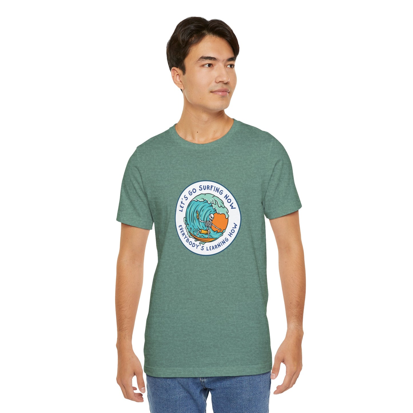 Let's Go Surfing Now. Everybody's Learning How. Unisex Jersey Short Sleeve Tee