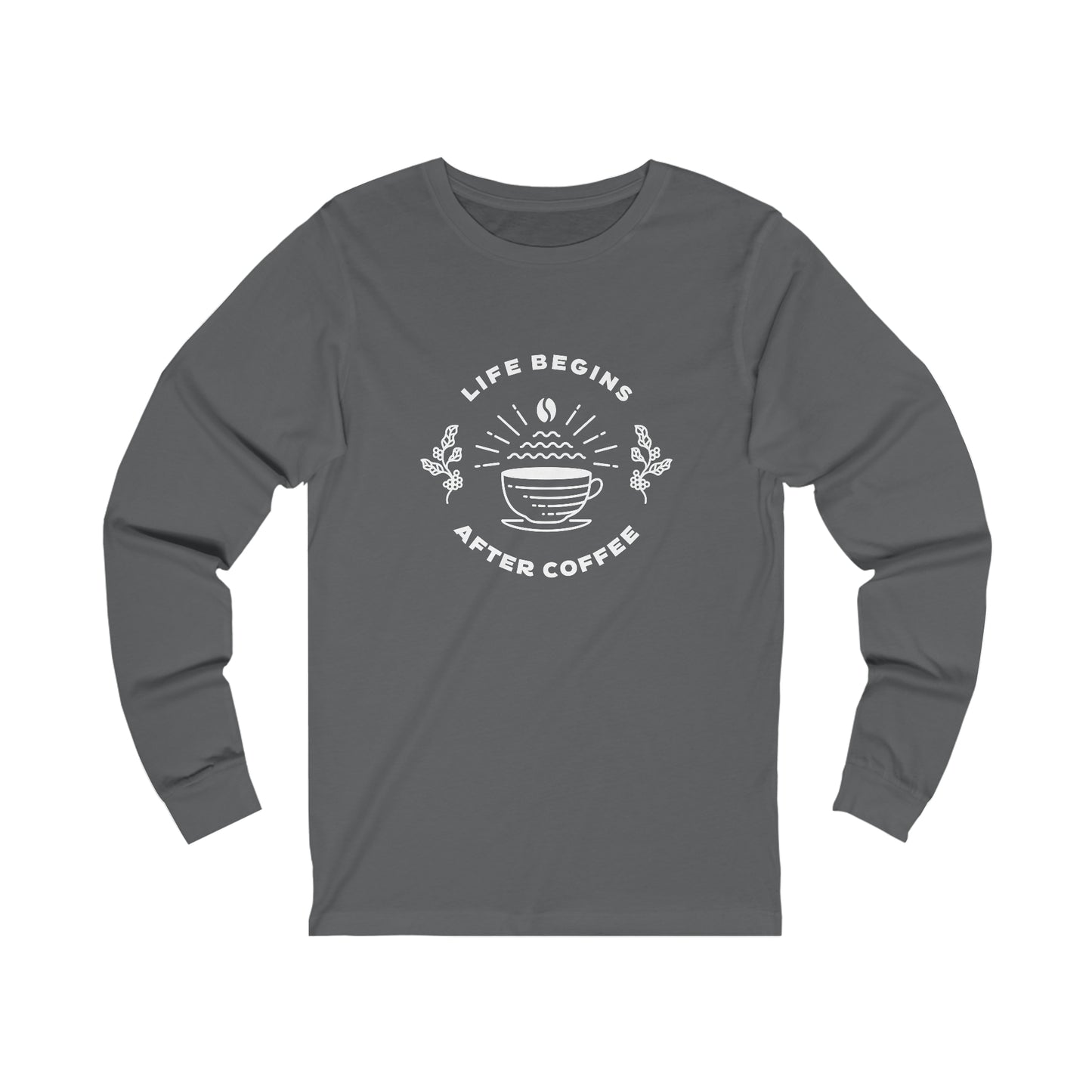 Life Begins After Coffee. Unisex Jersey Long Sleeve Tee