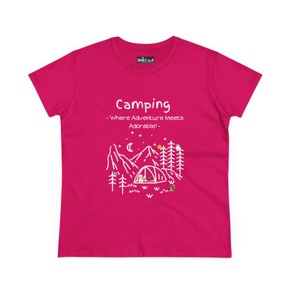 Camping. Where Adventure Meets Adorable. Women's Midweight Cotton Tee