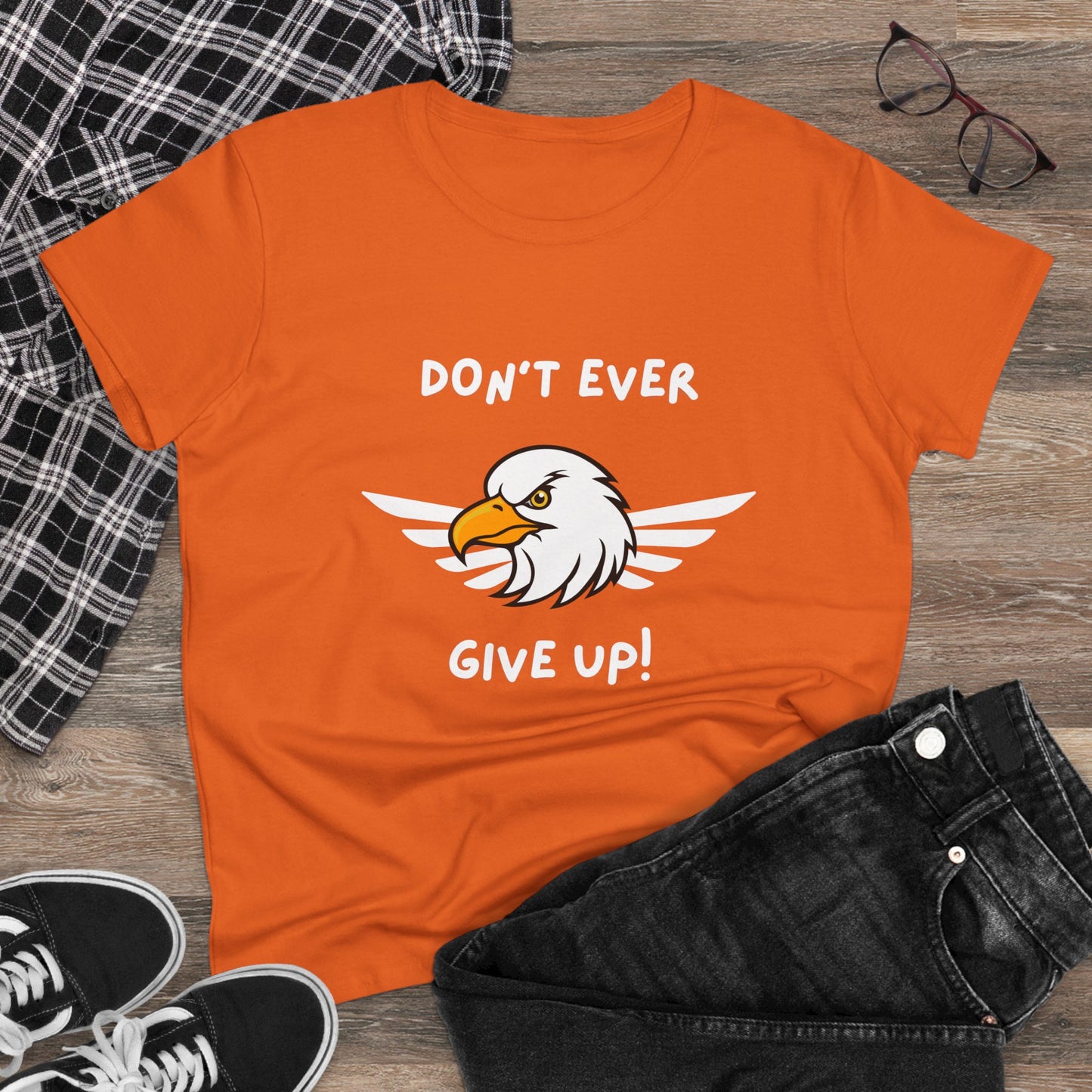 Don't Ever Give Up Eagle! Women's Midweight Cotton Tee