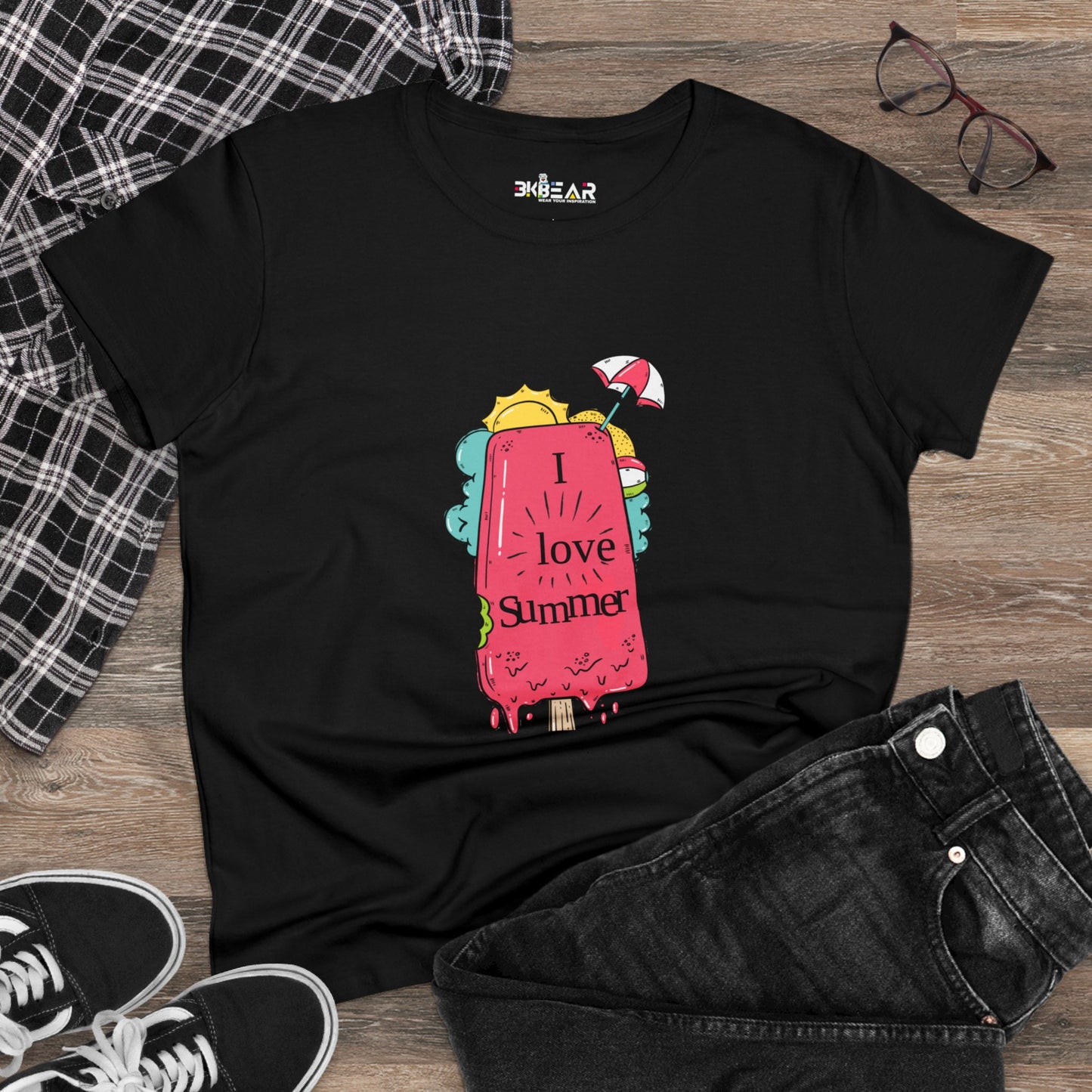 I Love Summer. Women's Midweight Cotton Tee