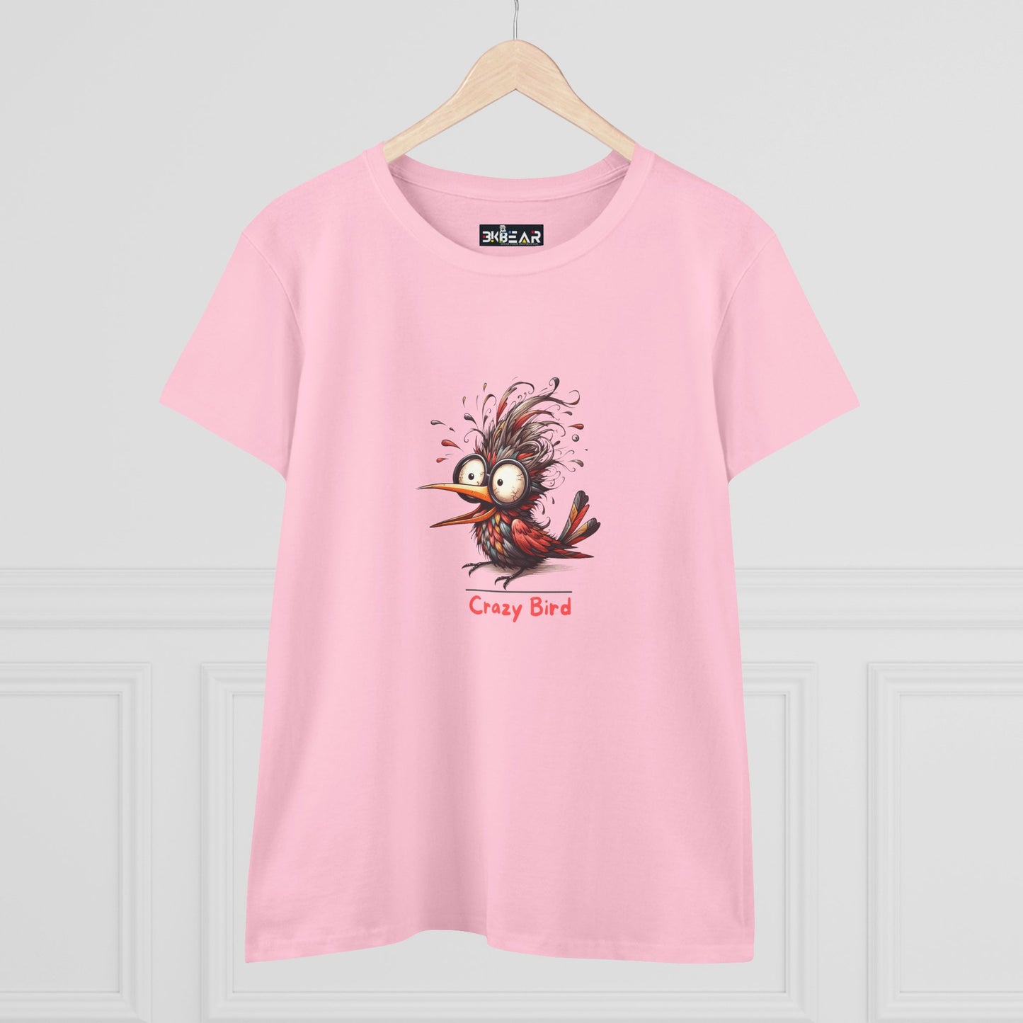 Crazy Bird Women’s Tee | Funny Graphic Bird Shirt- Midweight Cotton Tee