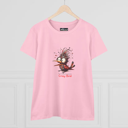 Crazy Bird Women’s Tee | Funny Graphic Bird Shirt- Midweight Cotton Tee