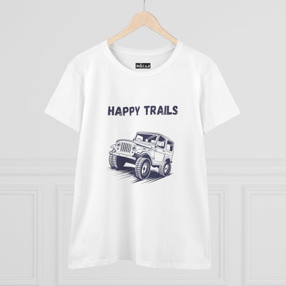Exploring Happy Trails In a Jeep. Women's Midweight Cotton Tee