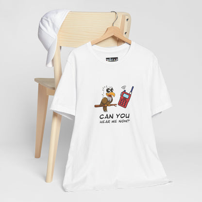 Burrowing Owl. Can You Hear Me Now? Unisex Jersey Short Sleeve Tee