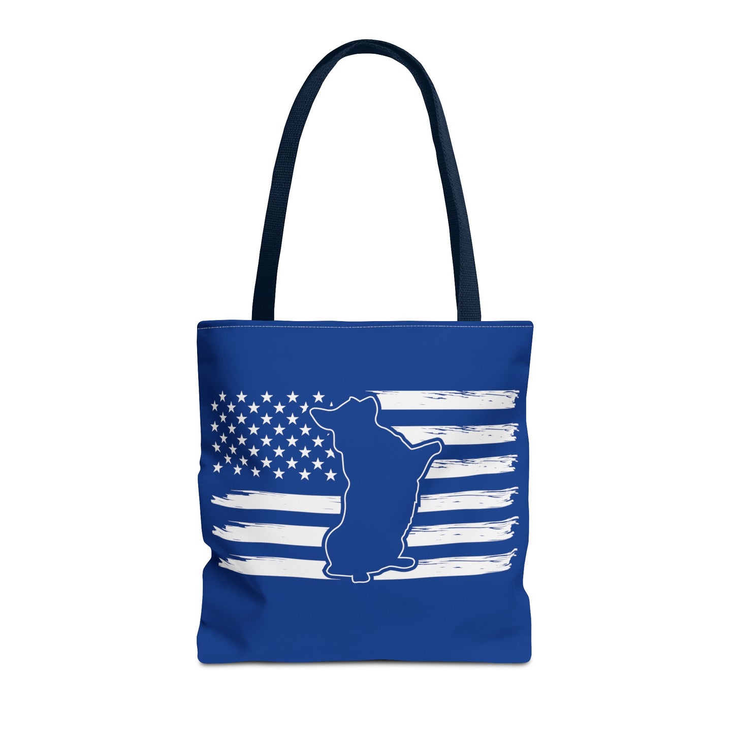 Charlie The American Flag Dog. Royal Blue Tote Bag