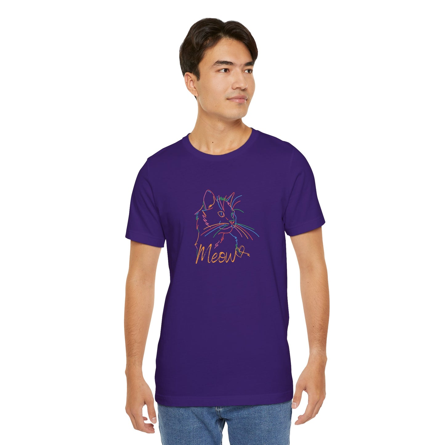 Meow. Cat with purrty color outlines. Unisex Jersey Short Sleeve Tee