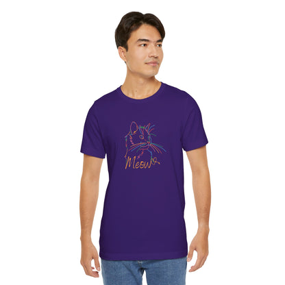 Meow. Cat with purrty color outlines. Unisex Jersey Short Sleeve Tee