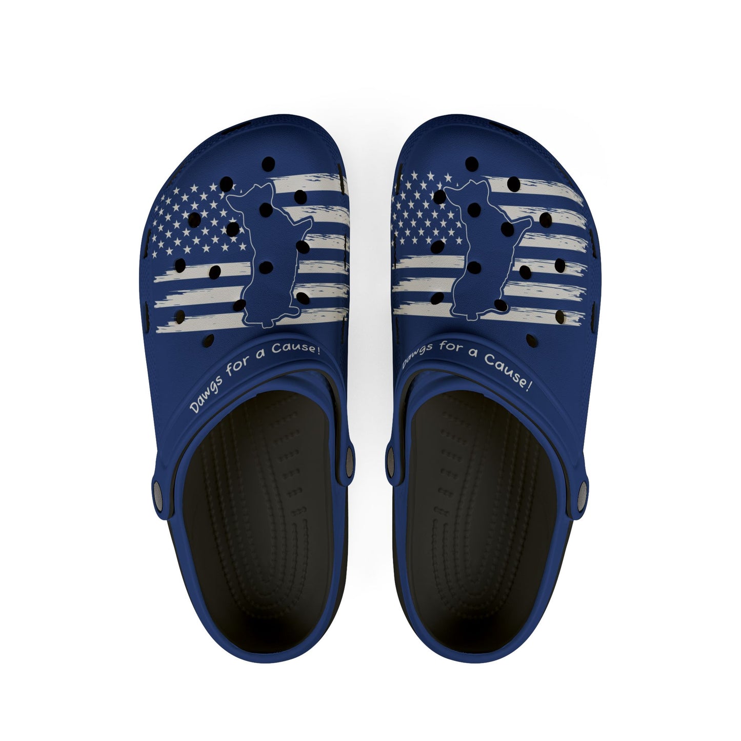 American Flag Dog Rubber Clogs For Men- Navy