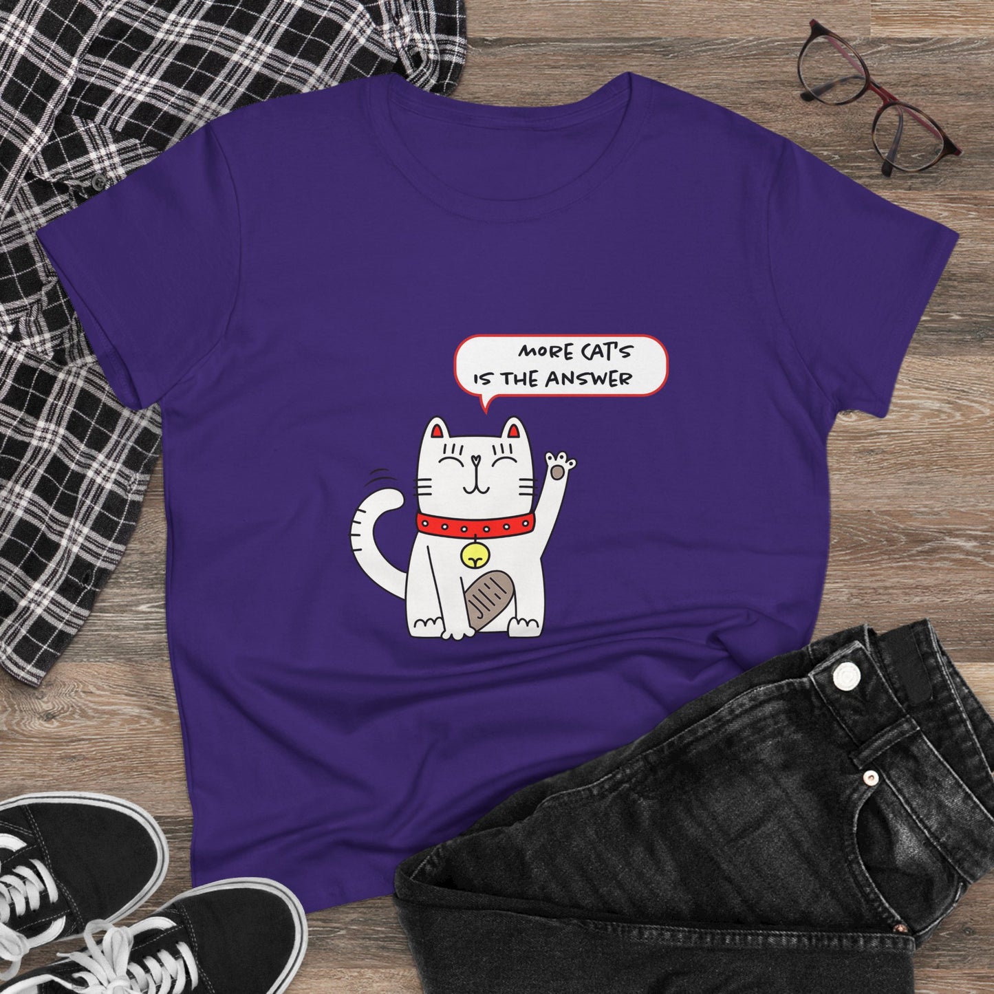 Oliver Says More Cats Is The Answer. Women's Midweight Cotton Tee