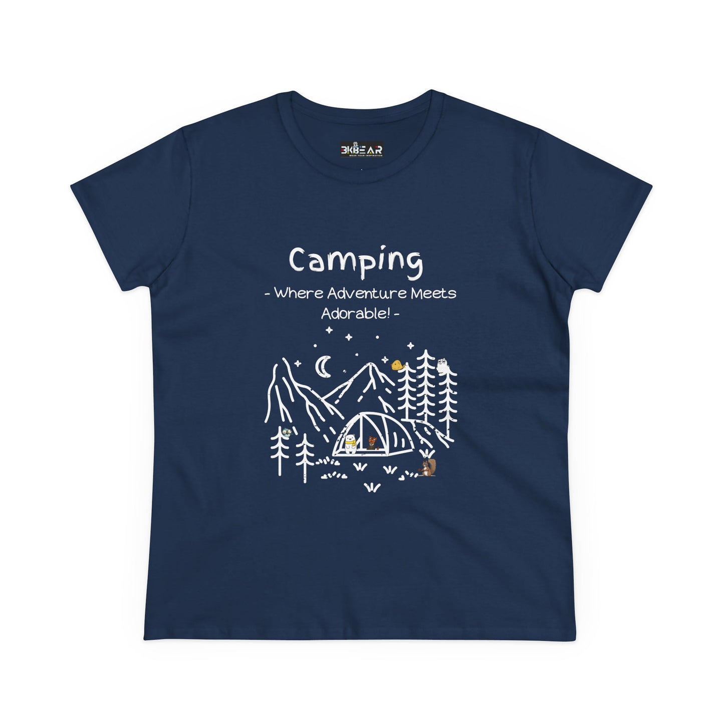 Camping. Where Adventure Meets Adorable. Women's Midweight Cotton Tee