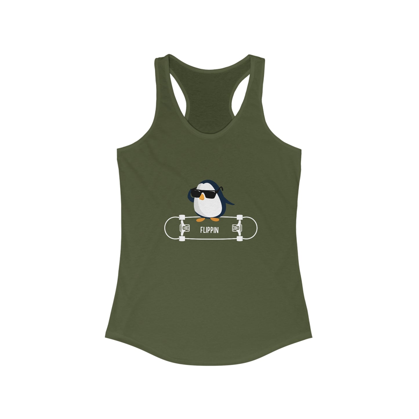 Adélie The Flippin Penguin. Women's Ideal Racerback Tank