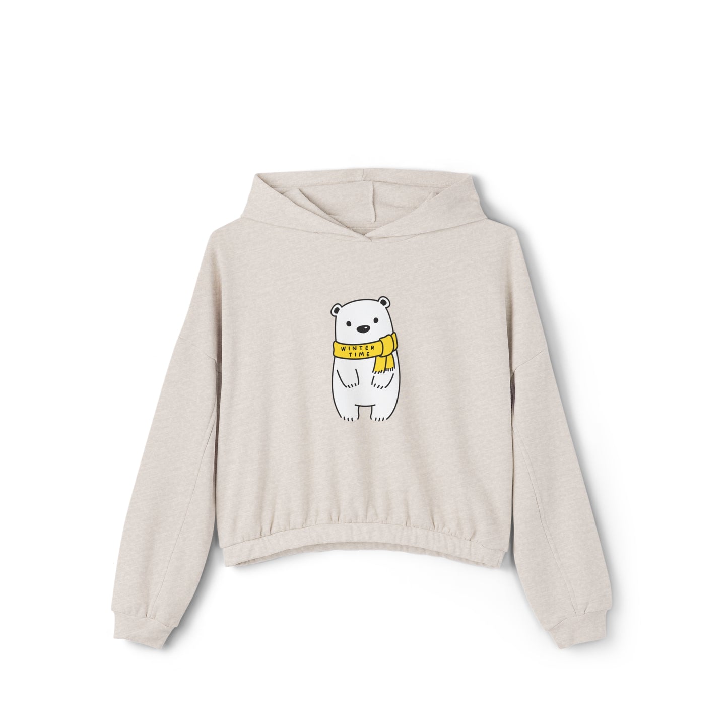 Winter Time BK Bear. Women's Cinched Bottom Hoodie