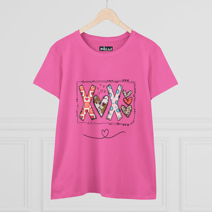 Sign of Love XOXO Women’s Midweight Cotton Tee – Heartfelt Graphic Cotton Tee