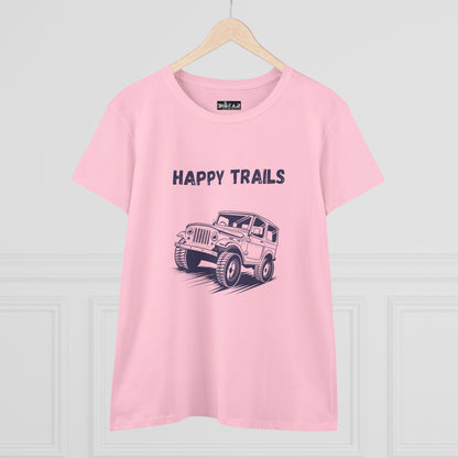 Exploring Happy Trails In a Jeep. Women's Midweight Cotton Tee