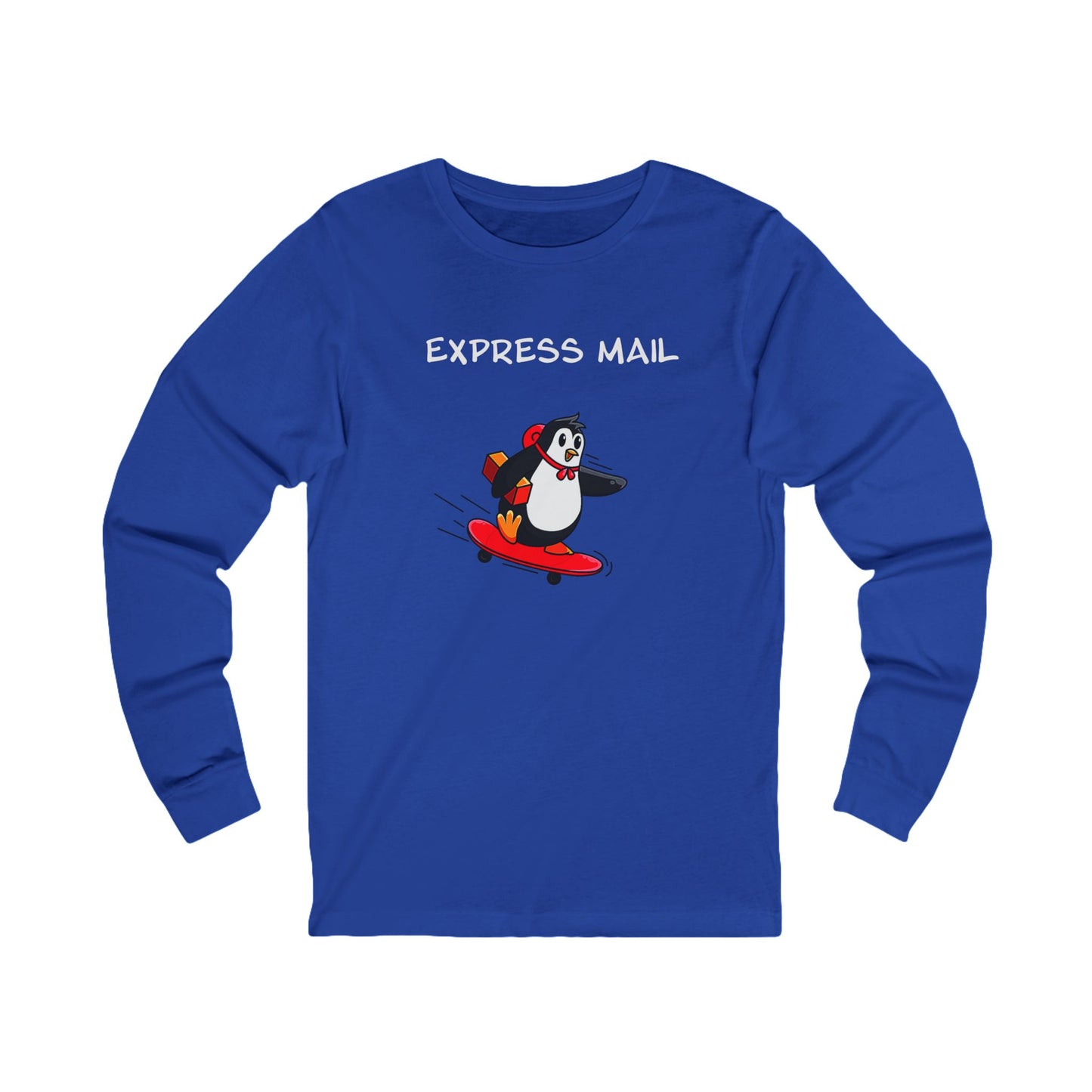 Express Mail Penguin Shirt – Funny Animal Graphic Long Sleeve Tee- Unisex